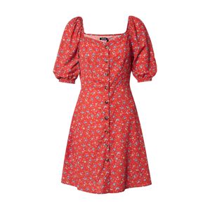 Boohoo Letné šaty 'Floral Square Neck Mini Dress'  červené