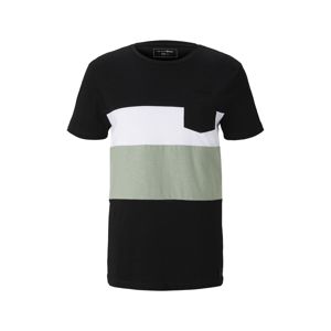 TOM TAILOR DENIM T-Shirt  čierna / biela / sivá