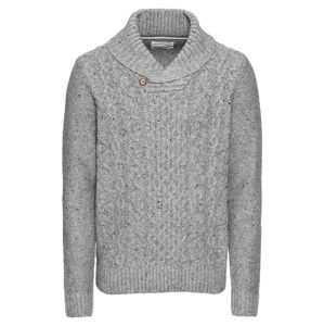 Pier One Sveter 'Chunky Cable Knit Shawl Collar Jumper'  sivá