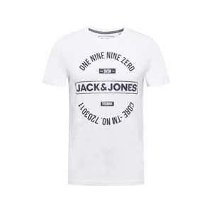 JACK & JONES Tričko 'MICK'  kobaltovomodrá / biela