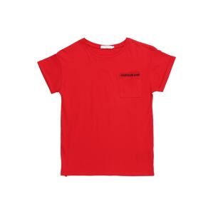 Calvin Klein Jeans Tričko 'OCO POCKET EMBROIDER'  červené