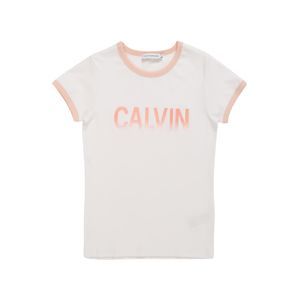 Calvin Klein Jeans Tričko '1X1 RIB CALVIN SLIM TEE'  ružová / biela