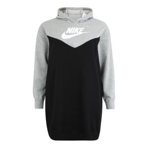 Nike Sportswear Šaty 'W NSW HRTG HOODY DRESS SB PLUS'  sivá / čierna