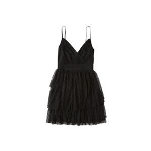 Abercrombie & Fitch Kokteilové šaty 'XM18-TIER ASYMMBABYDOLL PARTY DRESS'  čierna