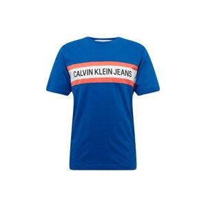 Calvin Klein Jeans Tričko 'CHEST STRIPE INSTIT SLIM SS'  kráľovská modrá / koralová / biela