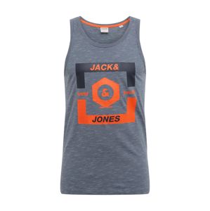 JACK & JONES Tričko 'JCOSTRONG TANKTOP'  sivá melírovaná / neónovo oranžová / oranžová