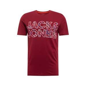JACK & JONES Tričko 'COBO'  vínovo červená / biela