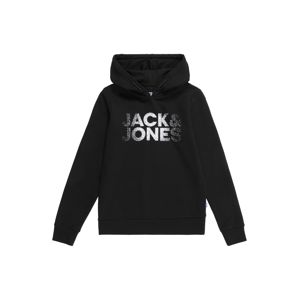 Jack & Jones Junior Mikina 'JCOTHUNDER SWEAT HOOD JR'  čierna / biela