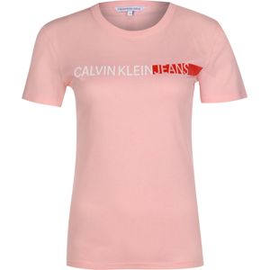 Calvin Klein Jeans Tričko 'STRIPE LOGO SLIM TEE'  rosé
