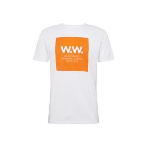 WOOD WOOD Tričko 'WW Square T-shirt'  oranžová / biela