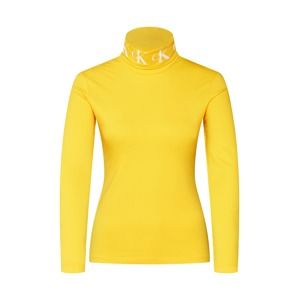 Calvin Klein Jeans Tričko 'MONOGRAM TAPE ROLL NECK LS TEE'  žlté