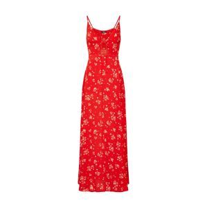Missguided Letné šaty 'Floral Cami Maxi Dress Red'  červené / biela