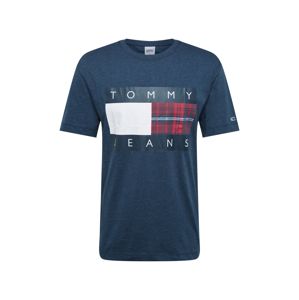 Tommy Jeans Tričko 'PLAID'  modrá melírovaná / námornícka modrá / biela / červená