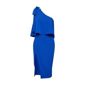 Missguided Kokteilové šaty 'Blue Crepe One Shoulder Bow Sleeve Midi Dress'  modré