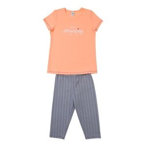 SANETTA Pyžamo  sivá melírovaná / oranžová