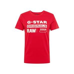 G-STAR RAW Tričko 'Graphic 8'  červené / biela