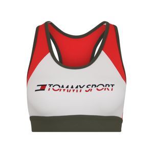 Tommy Sport Športová podprsenka 'BLOCKED BRA MID CO/E'  tmavozelená / ohnivo červená / biela
