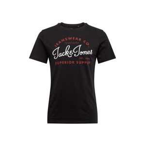 JACK & JONES Tričko  červené / čierna / biela