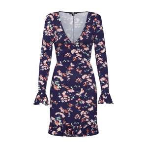 Missguided Šaty 'Floral Front Wrap Dress'  námornícka modrá / ružová