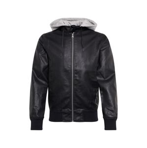 TOM TAILOR DENIM Jacke 'hooded fake leather jacket'  čierna