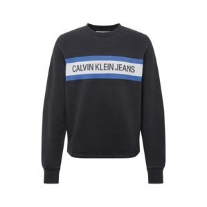 Calvin Klein Jeans Mikina 'INSTIT FRONT STRIPE CN'  modré / čierna / biela