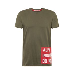 ALPHA INDUSTRIES Shirt 'Do Not Remove T'  biela / olivová / červené