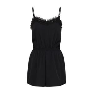 Boohoo Overal 'CLAIRE CROCHET TRIM OPEN STRAPPY PLAYSUIT'  čierna