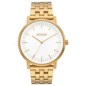 Nixon Analógové hodinky 'Porter'  zlatá / biela