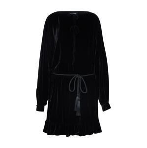 The Kooples Šaty 'SHORT DRESS WITH FRILLS IN FLOWING VELVET'  čierna
