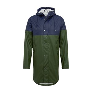 KnowledgeCotton Apparel Funkčná bunda 'Long rain jacket with chest print /Vegan'  tmavomodrá / zelená