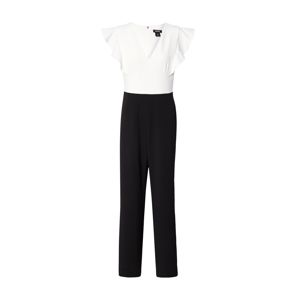 DKNY Overall 'V-Neck Ruffle Cap Sleeve Jumpsuit'  čierna / biela