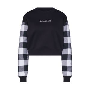 Calvin Klein Jeans Mikina 'BUFFALO CHECK'  svetlosivá / čierna