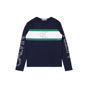 Calvin Klein Jeans Tričko 'LOGO COLOUR BLOCK LS'  námornícka modrá