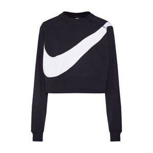 Nike Sportswear Mikina 'W NSW SWSH CREW FLC BB'  čierna / biela