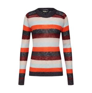 SCOTCH & SODA Sveter 'Knitted crew neck in colourful stripes'  krémová / baklažánová / červené