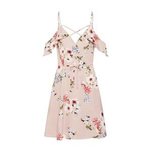 Boohoo Letné šaty 'FLORAL STRAPPY WRAP DRESS'  ružová / biela