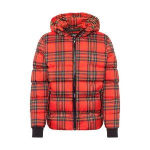 Urban Classics Zimná bunda 'Hooded Check Puffer Jacket'  čierna / červená