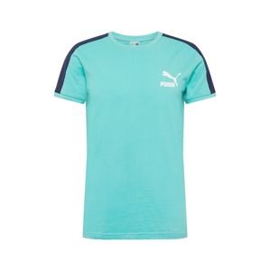 PUMA Tričko 'Iconic T7'  biela / námornícka modrá / tyrkysová