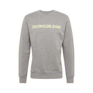 Calvin Klein Jeans Mikina 'INSTITUTIONAL LOGO SWEATSHIRT'  neónová žltá / sivá melírovaná