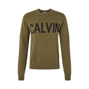 Calvin Klein Jeans Mikina 'CALVIN'  kaki / čierna