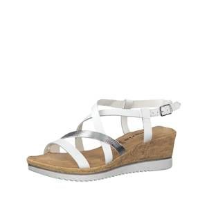 TAMARIS Remienkové sandále 'Keilsandalette'  strieborná / biela