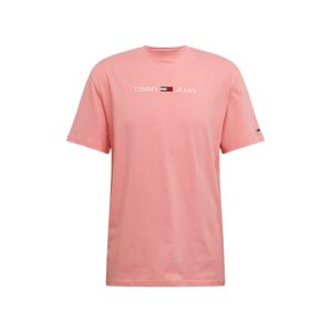 Tommy Jeans Shirt 'TJM STRAIGHT LOGO TEE'  biela / ružová