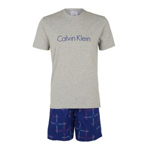 Calvin Klein Underwear Krátke pyžamo  sivá melírovaná / námornícka modrá