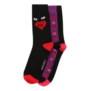 DIESEL Ponožky 'SKM-HERMINE-THREEPACK Socks 3pack'  červené / čierna / fialová