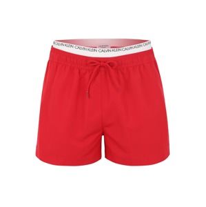 Calvin Klein Swimwear Plavecké šortky 'DOUBLE WAISTBAND'  červené / biela