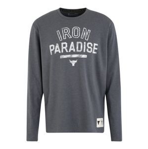 UNDER ARMOUR Funkčné tričko 'PROJECT ROCK IRON PARADISE LS'  sivá / biela