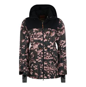ROXY Outdoorová bunda 'STATED'  čierna / tmavozelená / ružová