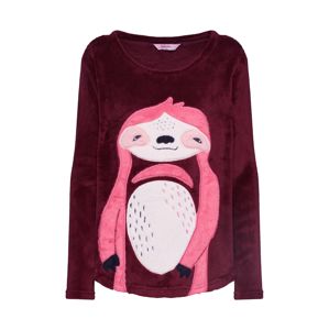 Hunkemöller Tričká na spanie 'Sweater Fleece Sloth'  vínovo červená
