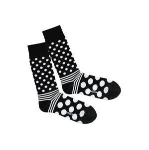 DillySocks Ponožky 'Dot Stripe Night'  čierna / biela