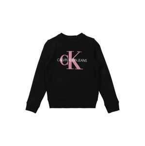 Calvin Klein Jeans Mikina 'MONOGRAM TERRY'  ružová / čierna